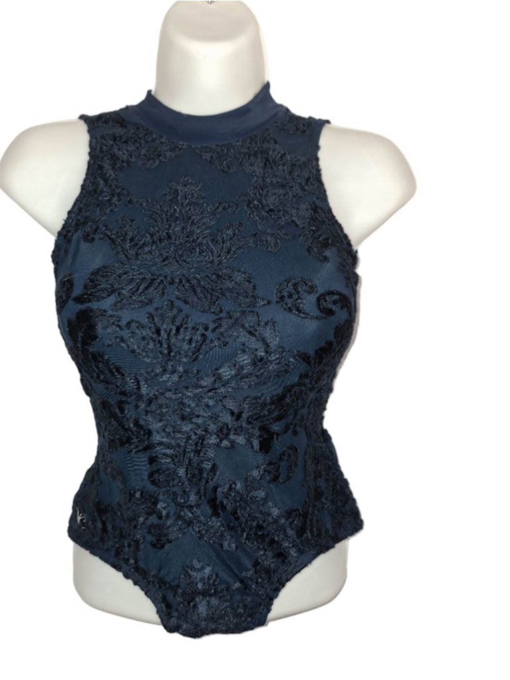 Kandi Kouture Teal Mock Neck Bodysuit dancewear lace uniform AXS